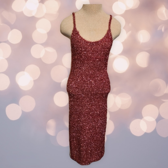 Hot & Delicious Dresses & Skirts - Knitted Pink Tinsel Dress